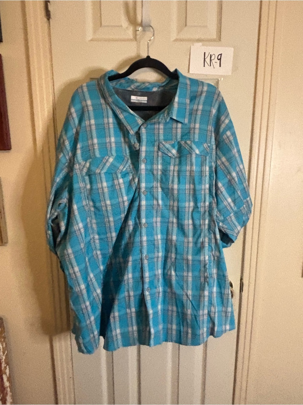 Columbia Teal and Navy Plaid Outdoor Shirt